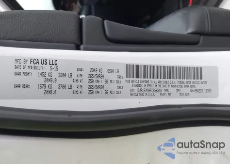 2015 Jeep Grand Cherokee Altitude z USA, uszkodzony, nr VIN 1C4RJEAG8FC856540